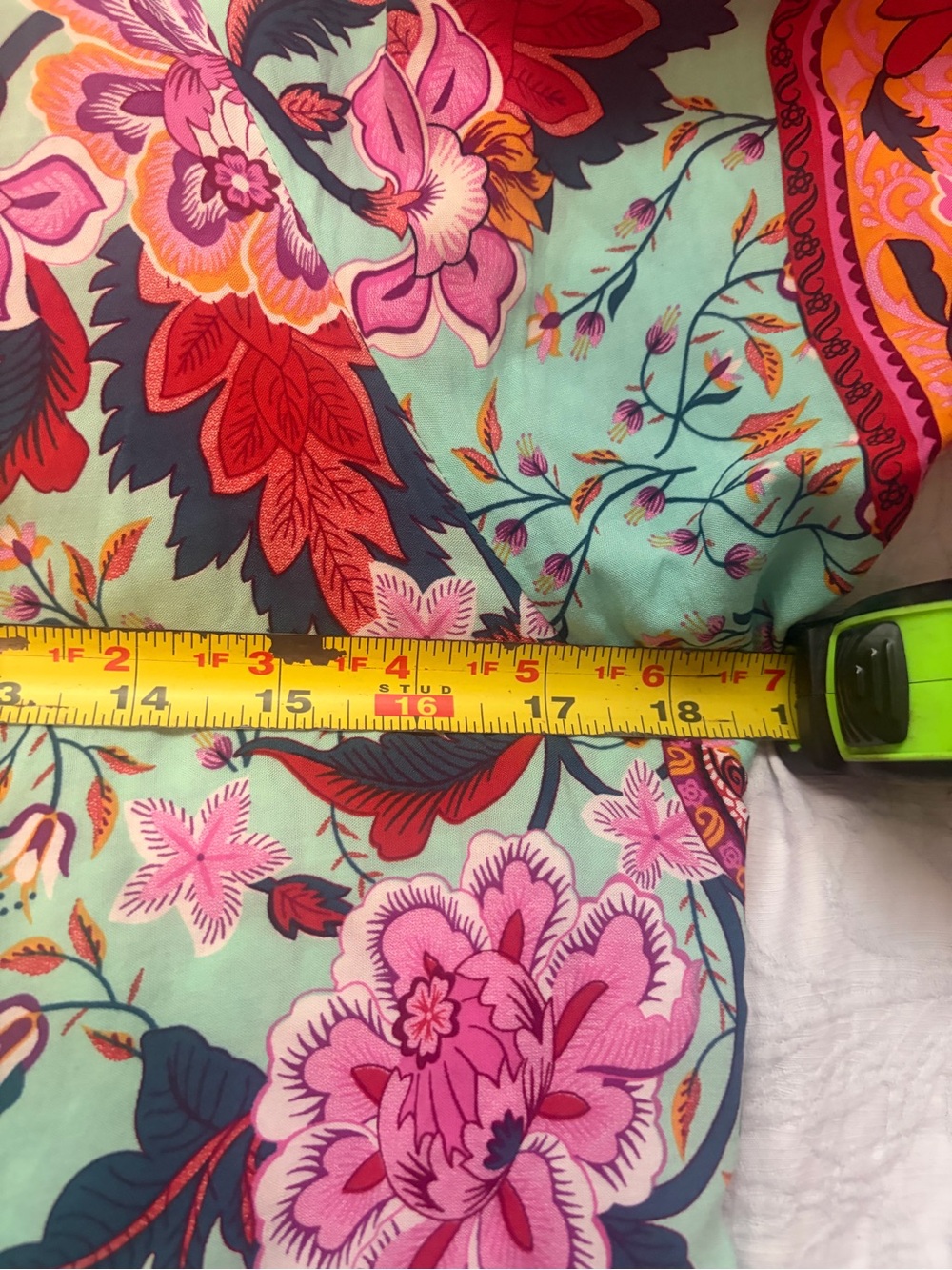 Anthropologie Mint Long Floral Kimono Robe Pink & Orange Trim - Picture 5 of 5